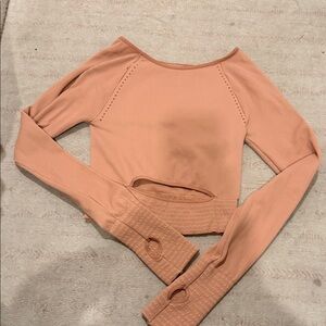 FP Movement Peach Ribbed Long Sleeve Crop Top